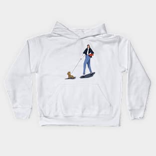 Girl and Dog Walking Kids Hoodie